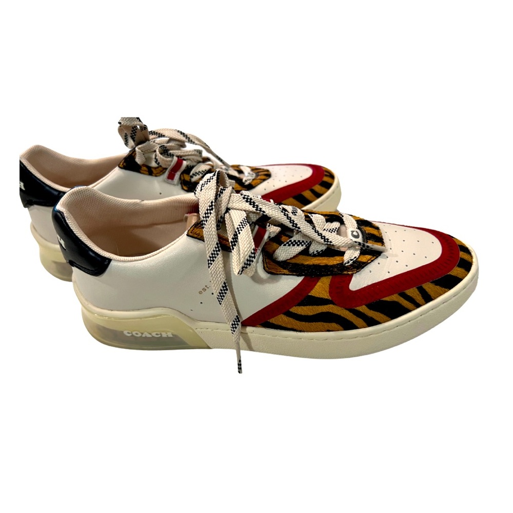 Coach City Soles Court Sneaker Red Animal Print Size 9 EUC Designer Shoes